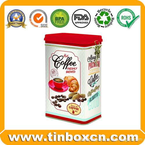 Custom Airtight Coffee Tins with Metal Clip for Food Storage